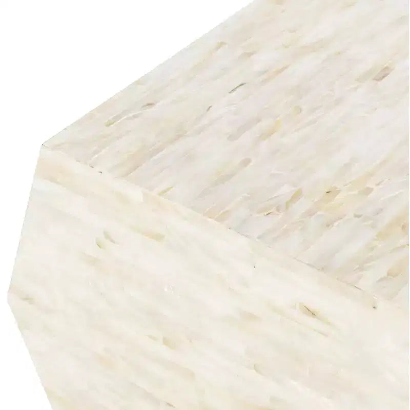 Mosaic Geometric Side Table Light Beige Lacquered