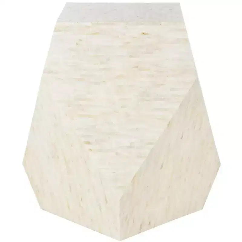 Mosaic Geometric Side Table Light Beige Lacquered