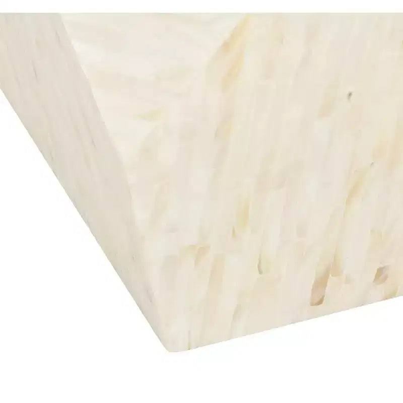 Mosaic Geometric Side Table Light Beige Lacquered