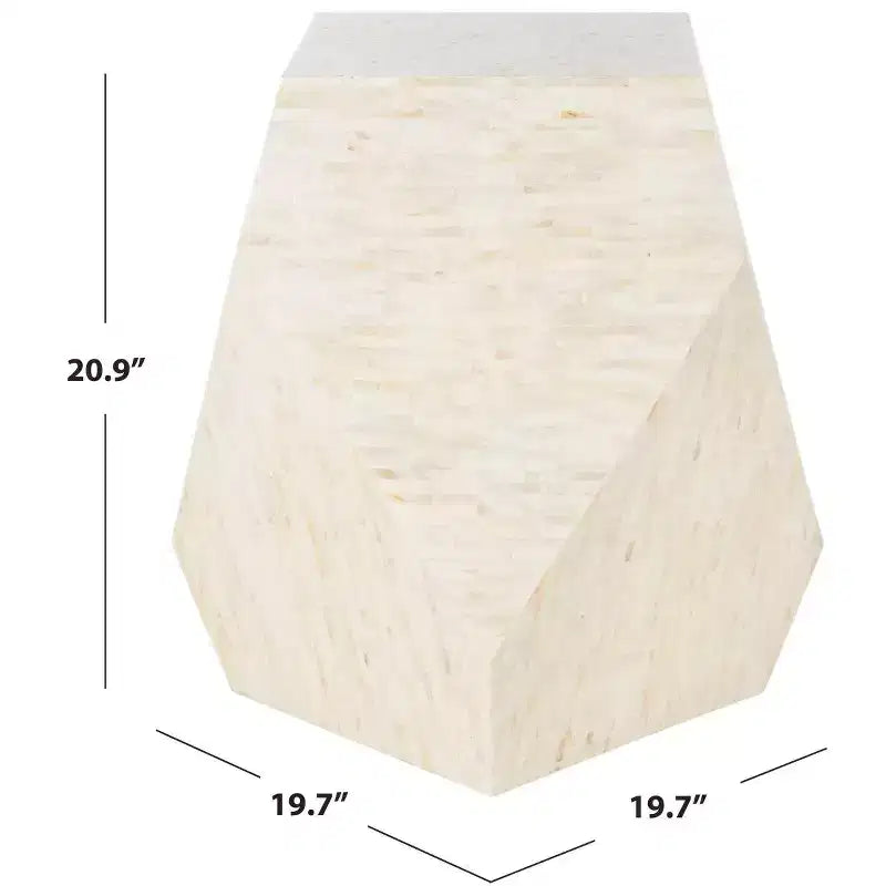 Mosaic Geometric Side Table Light Beige Lacquered