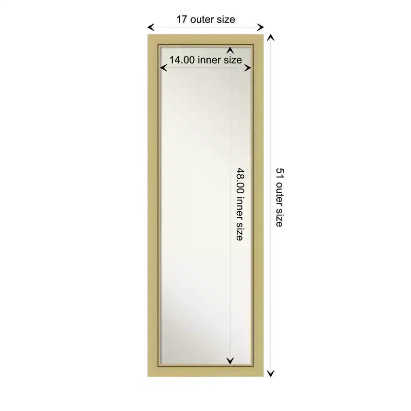 51.5"x17.5" Non-Beveled Full-Length Door Mirror Gold Narrow Frame