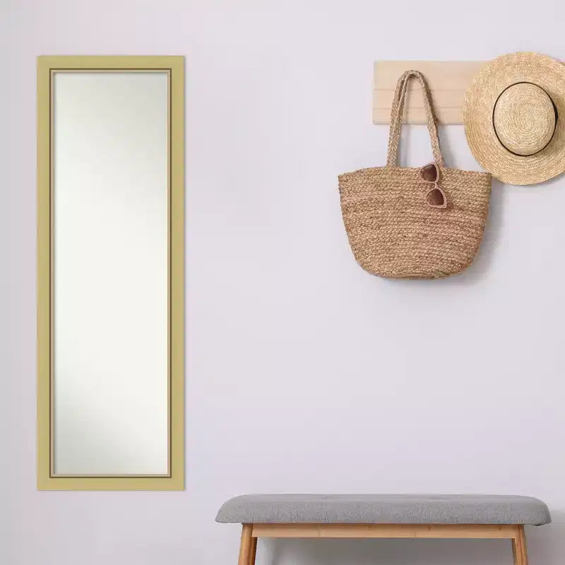 51.5"x17.5" Non-Beveled Full-Length Door Mirror Gold Narrow Frame