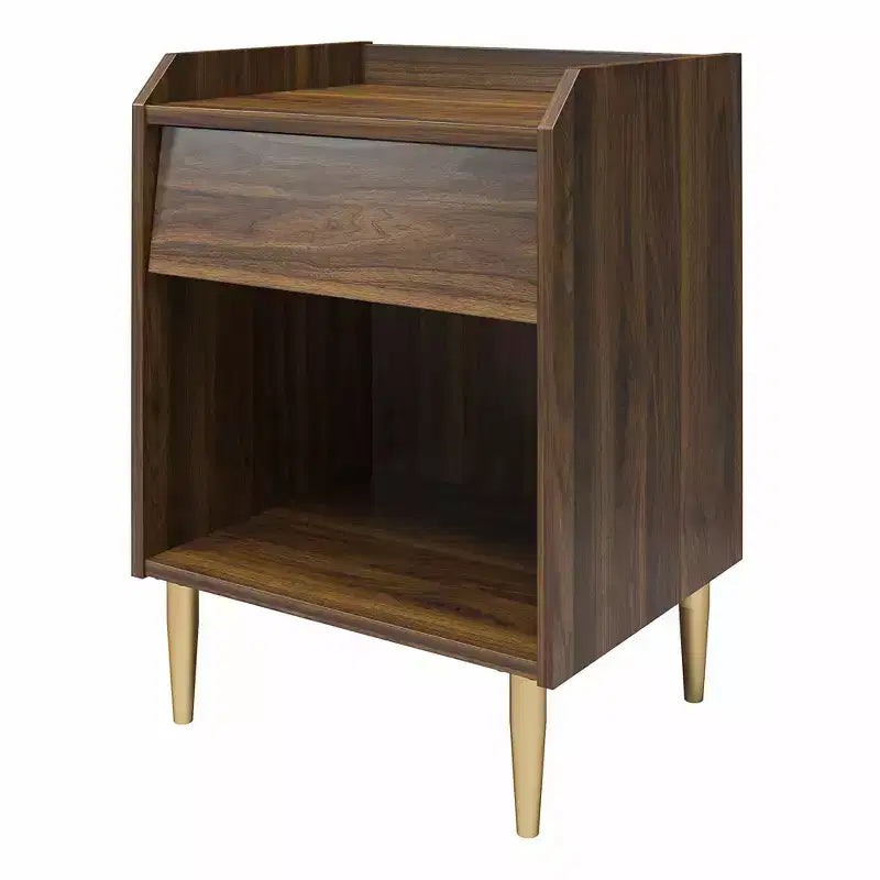 Kids Nightstand Walnut Mid-Century Modern with Drawer