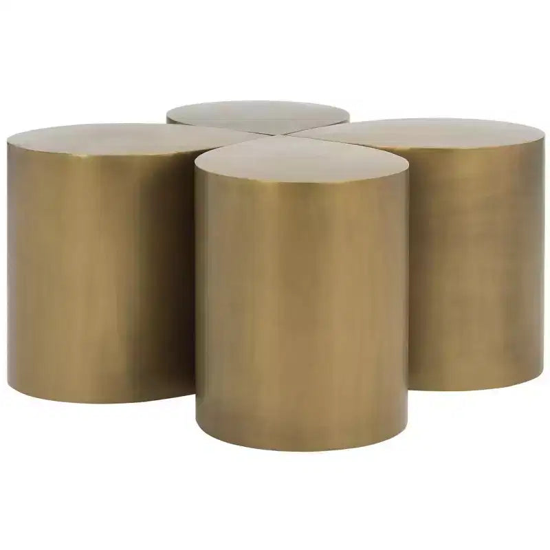 Contemporary Iron Coffee Table Antique Brass Finish