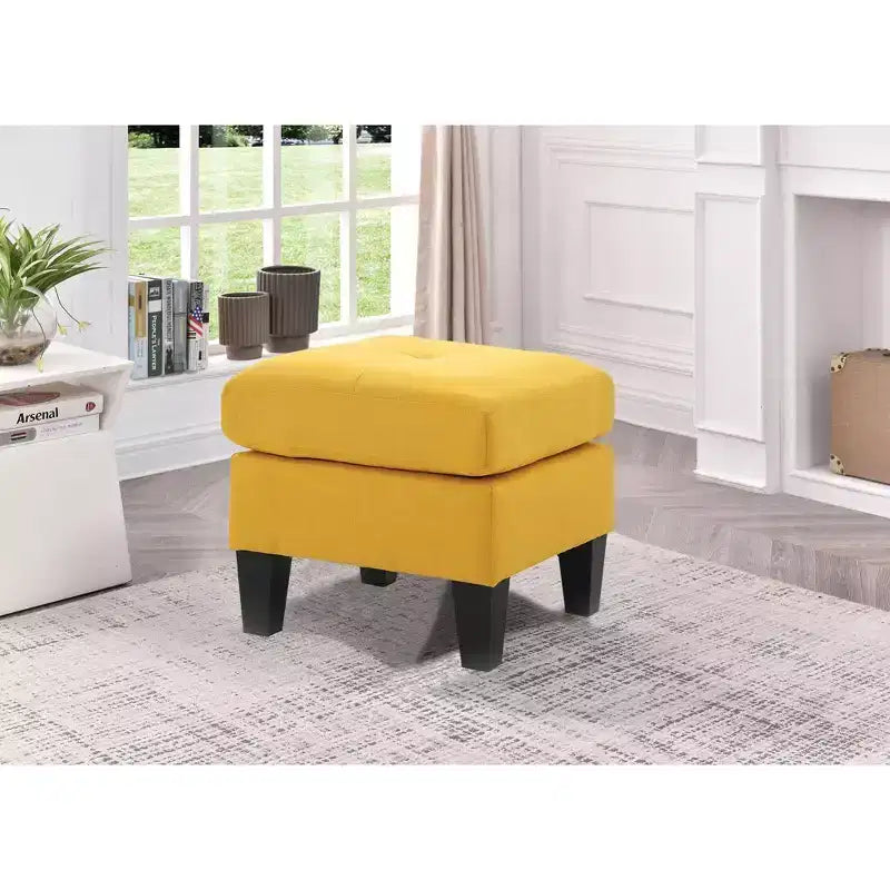 Square Polyester Upholstered Tufted Ottoman
