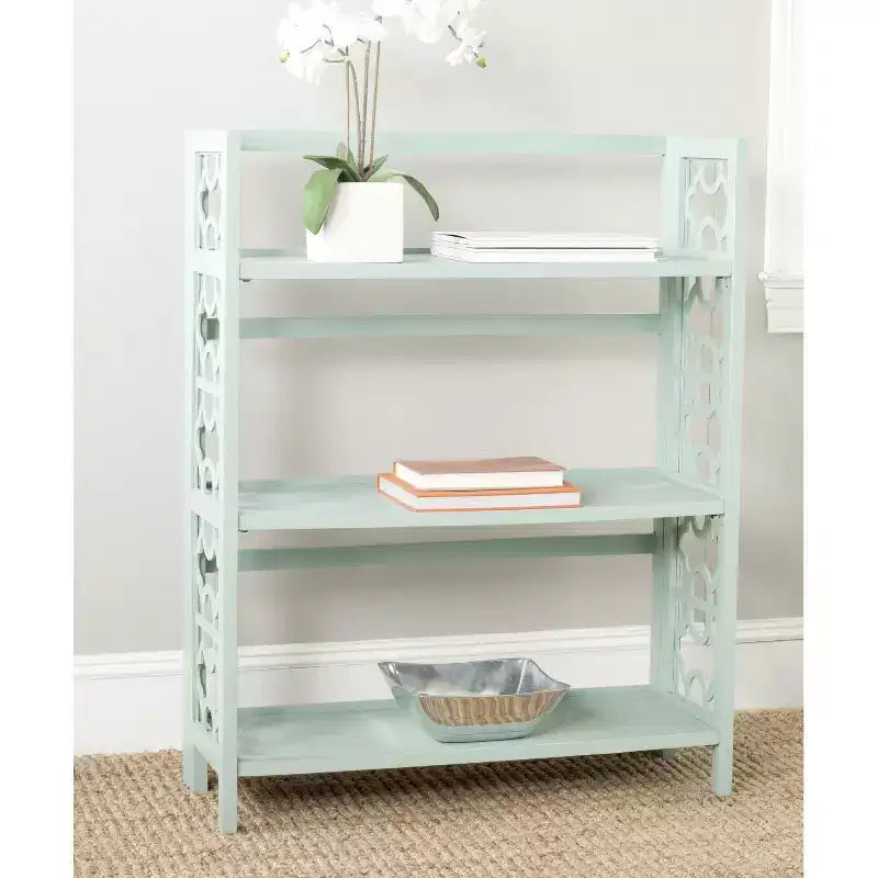 Small Open Bookcase 3-Shelf Black Lacquered