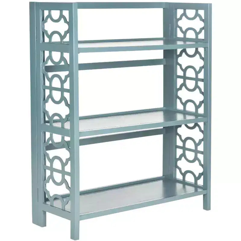 Small Open Bookcase 3-Shelf Black Lacquered