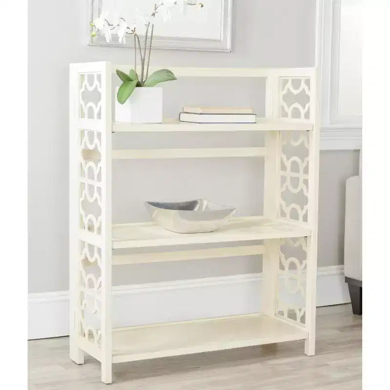 Small Open Bookcase 3-Shelf Black Lacquered