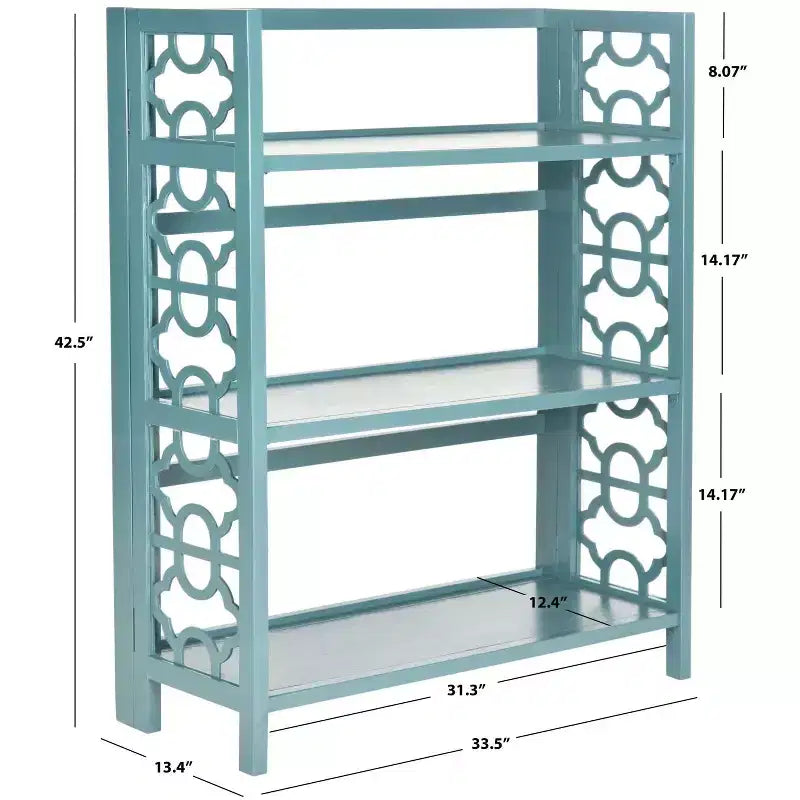 Small Open Bookcase 3-Shelf Black Lacquered