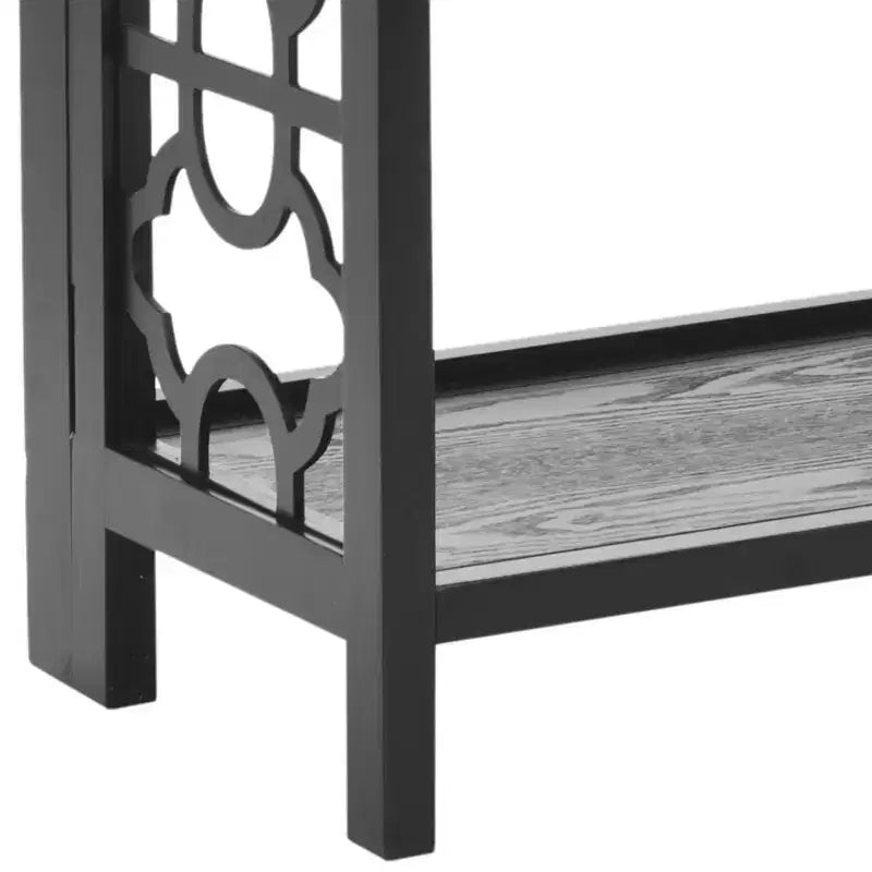 Small Open Bookcase 3-Shelf Black Lacquered