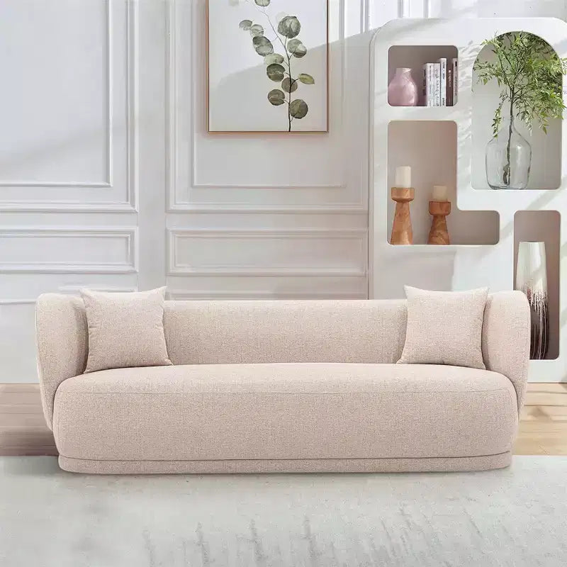 Contemporary Linen Upholstered Sofa with Pillows 3-Seater