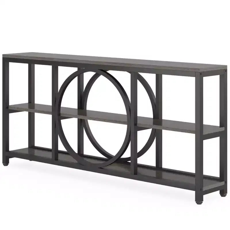70.9" 3-Tier Extra Long Console Table Brown/Black
