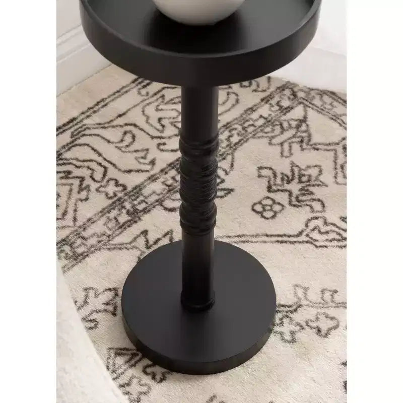 Farmhouse Pedestal End Table Distressed Gray