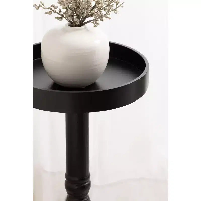 Farmhouse Pedestal End Table Distressed Gray