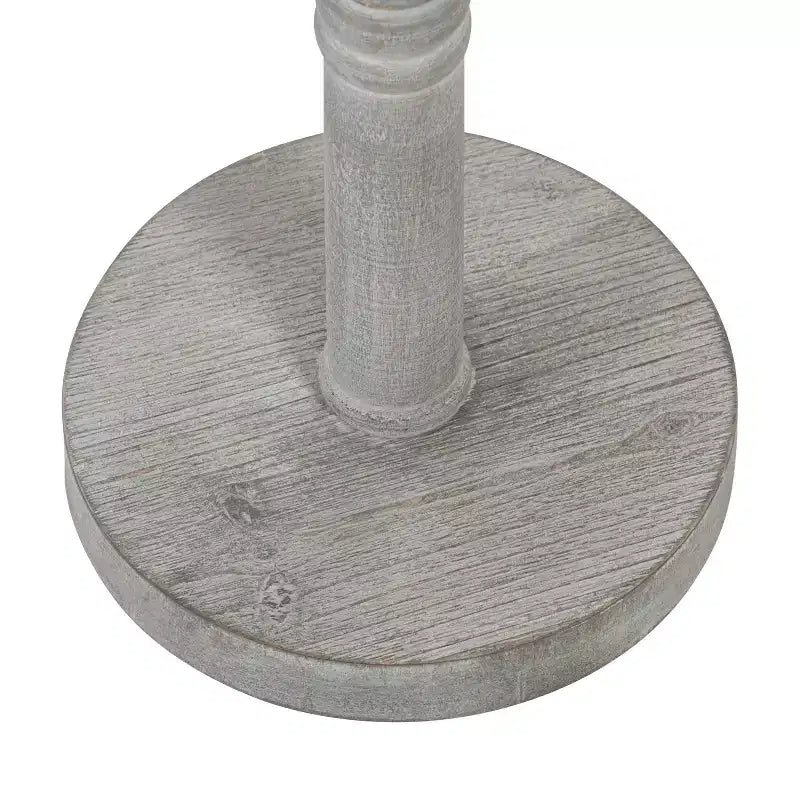 Farmhouse Pedestal End Table Distressed Gray