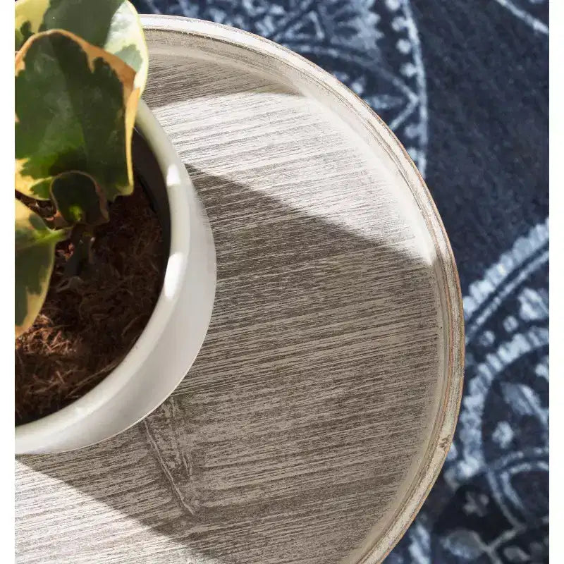 Farmhouse Pedestal End Table Distressed Gray