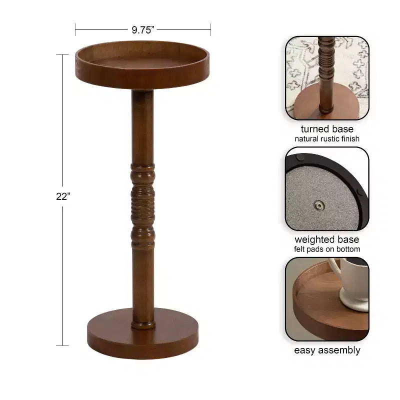 Farmhouse Pedestal End Table Distressed Gray