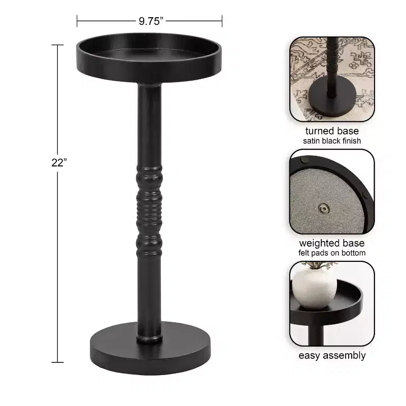 Farmhouse Pedestal End Table Distressed Gray