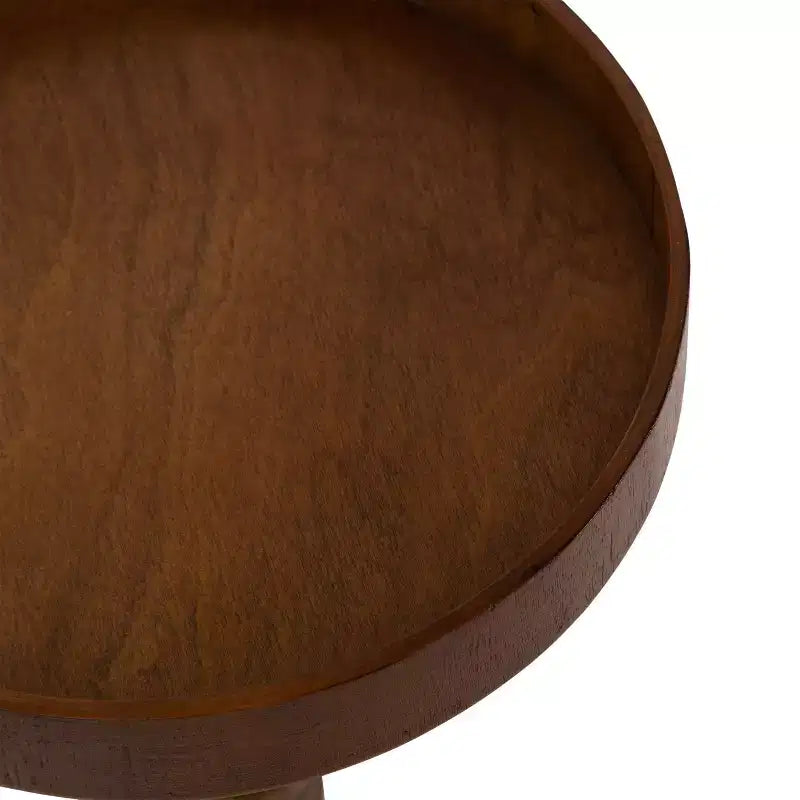 Farmhouse Pedestal End Table Distressed Gray