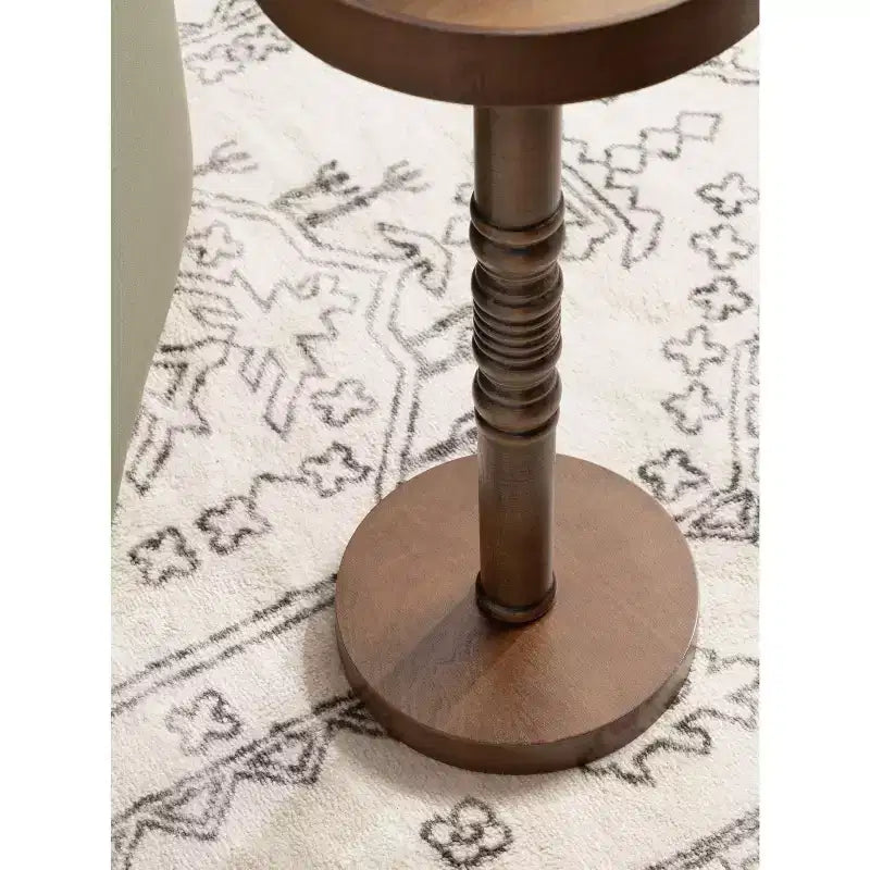 Farmhouse Pedestal End Table Distressed Gray