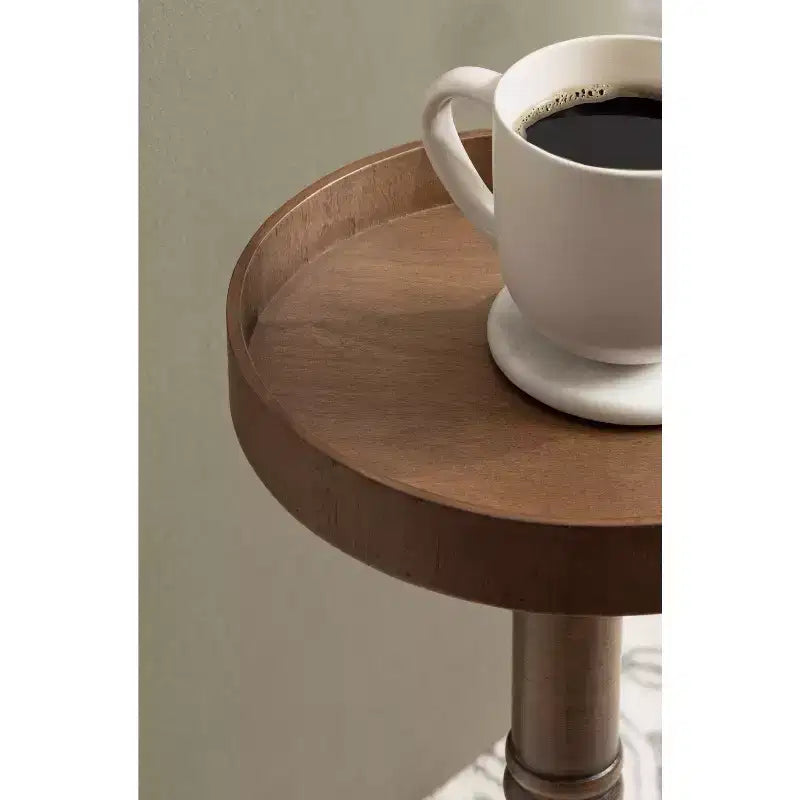 Farmhouse Pedestal End Table Distressed Gray