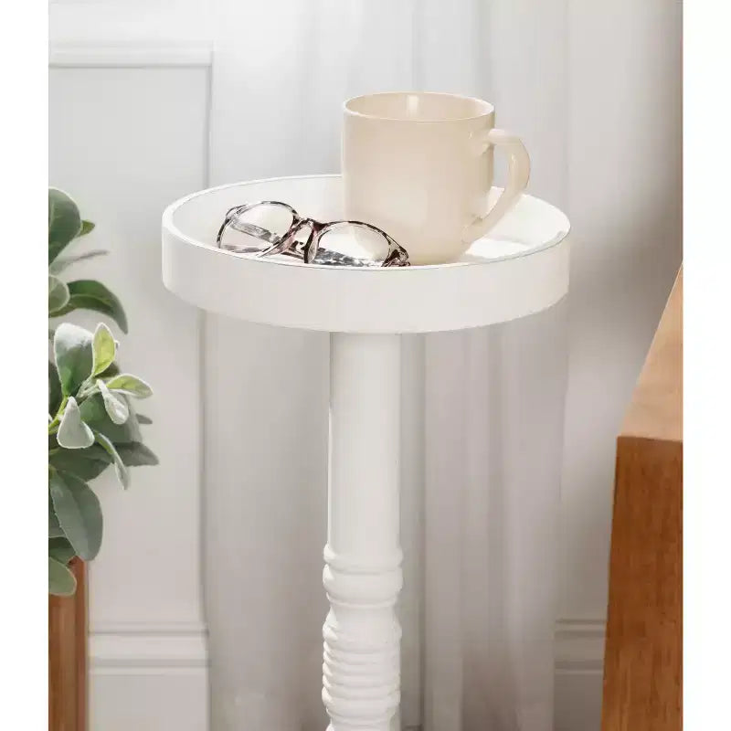 Farmhouse Pedestal End Table Distressed Gray