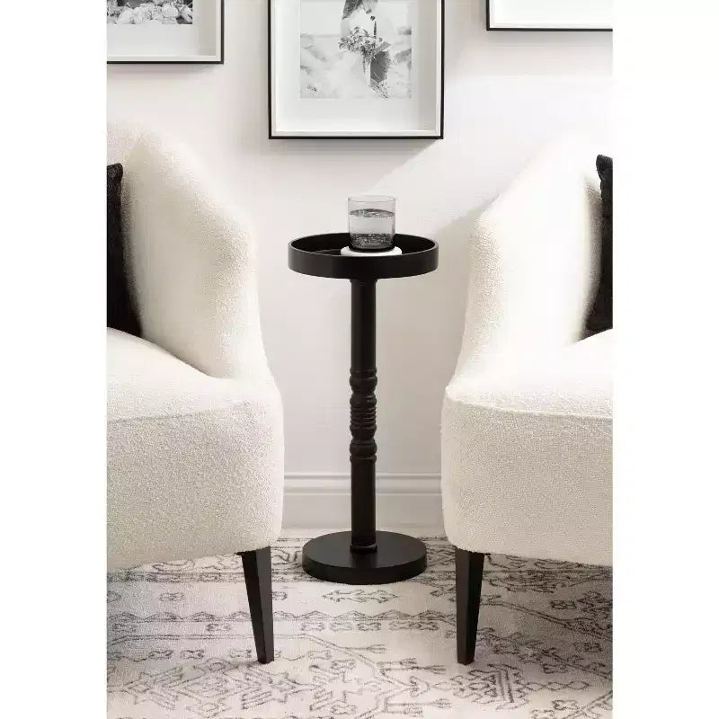 Farmhouse Pedestal End Table Distressed Gray
