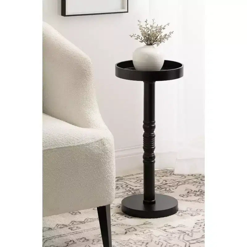 Farmhouse Pedestal End Table Distressed Gray