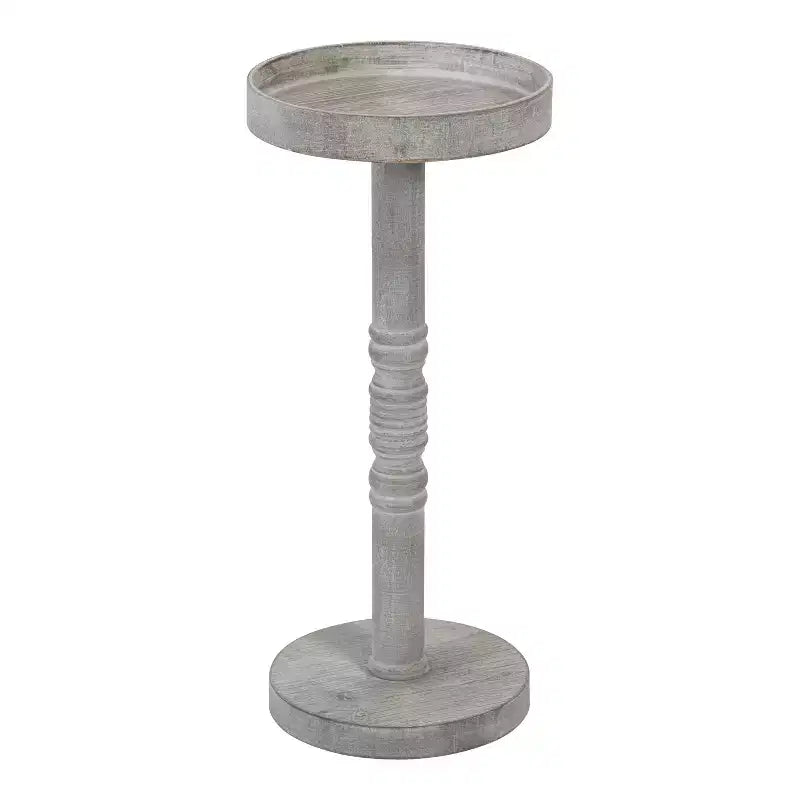 Farmhouse Pedestal End Table Distressed Gray