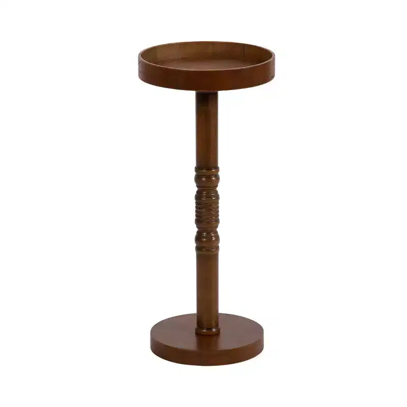Farmhouse Pedestal End Table Distressed Gray