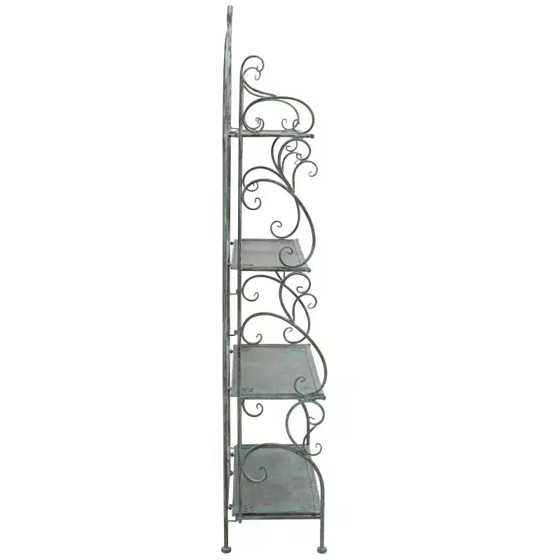 4-Tier Iron Shelf Unit Indoor/Outdoor Antique White