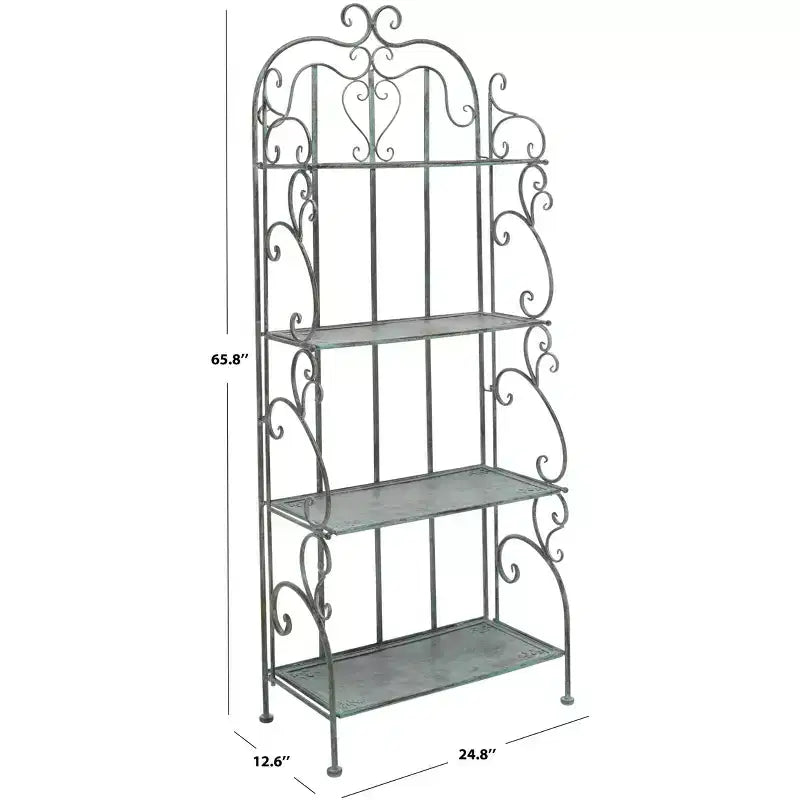 4-Tier Iron Shelf Unit Indoor/Outdoor Antique White