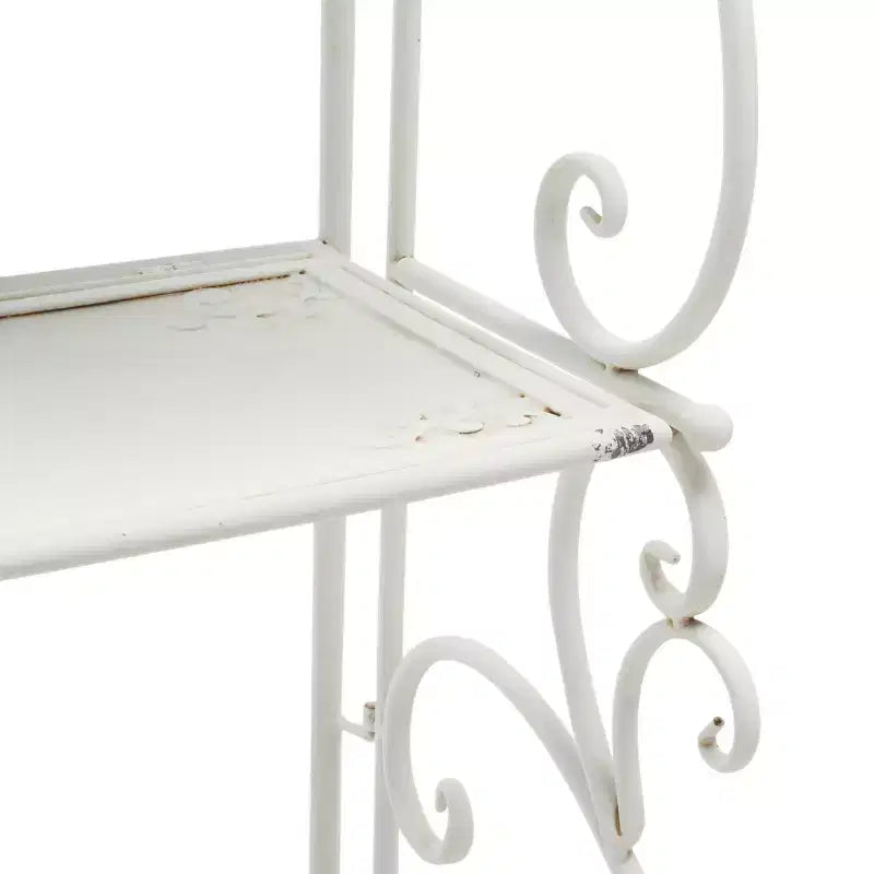 4-Tier Iron Shelf Unit Indoor/Outdoor Antique White