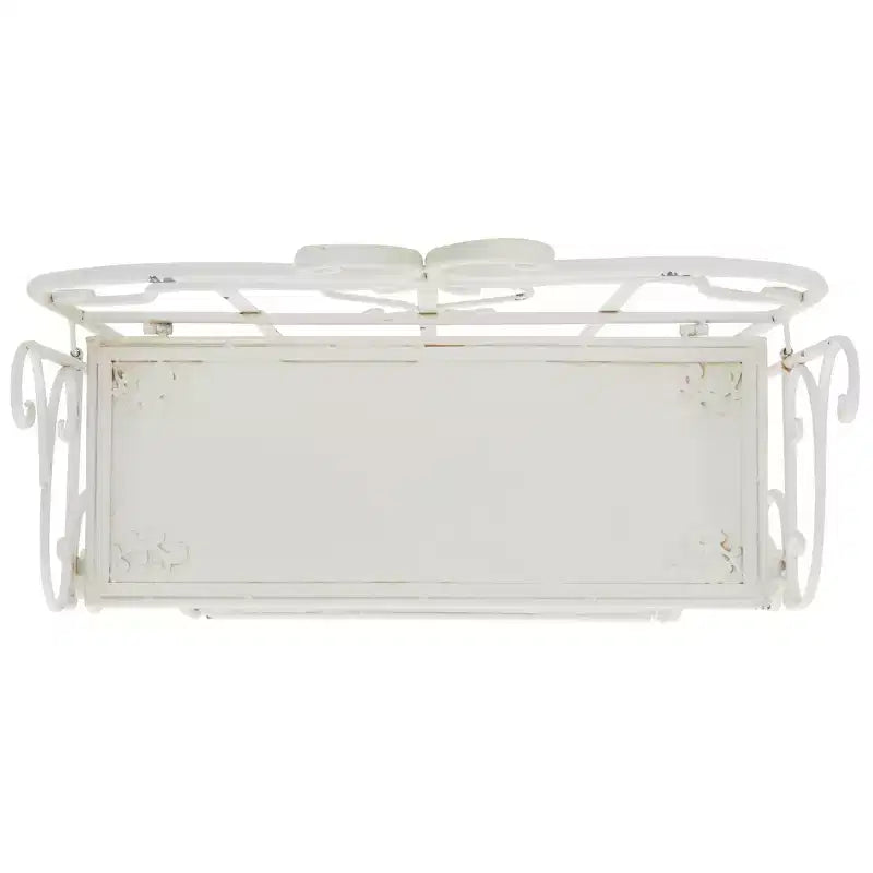 4-Tier Iron Shelf Unit Indoor/Outdoor Antique White