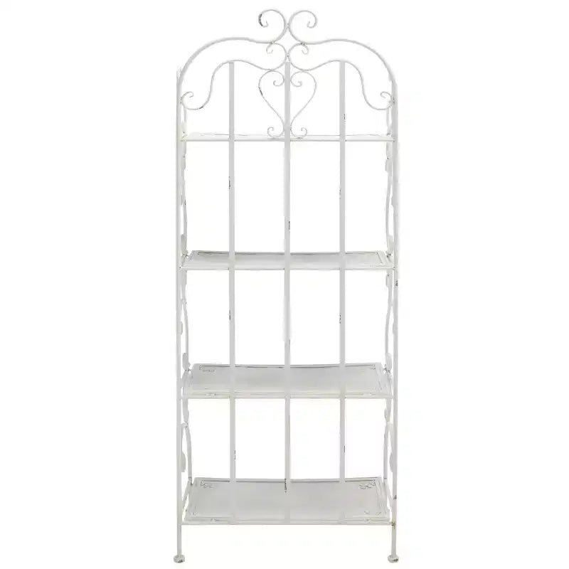 4-Tier Iron Shelf Unit Indoor/Outdoor Antique White