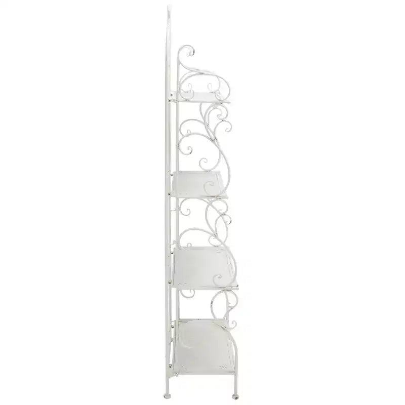 4-Tier Iron Shelf Unit Indoor/Outdoor Antique White