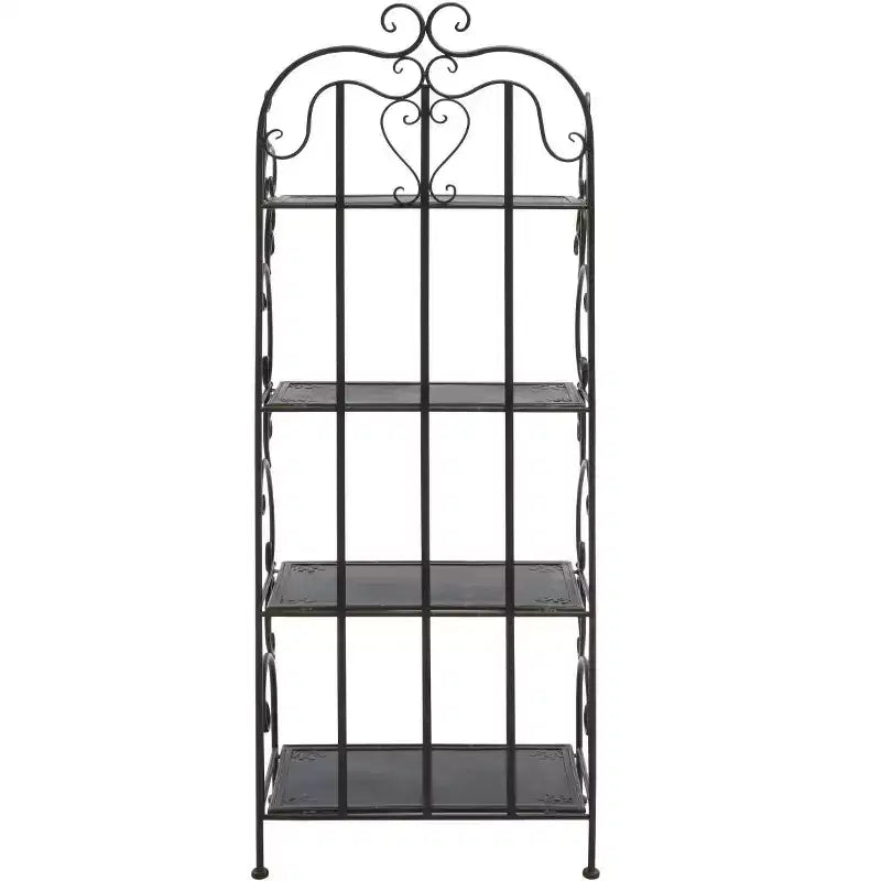 4-Tier Iron Shelf Unit Indoor/Outdoor Antique White