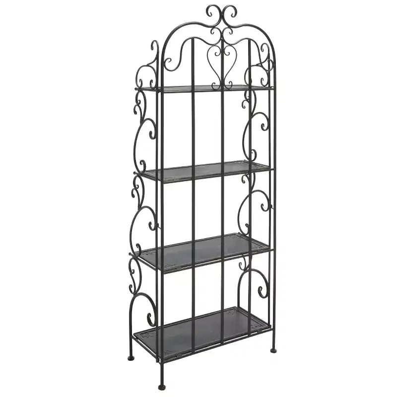 4-Tier Iron Shelf Unit Indoor/Outdoor Antique White