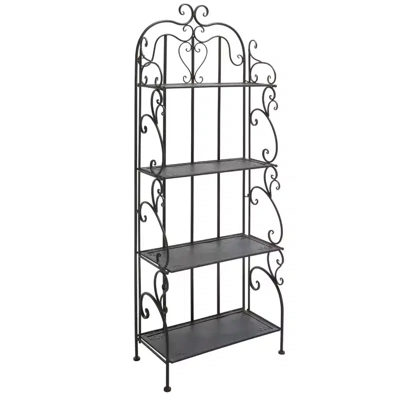 4-Tier Iron Shelf Unit Indoor/Outdoor Antique White