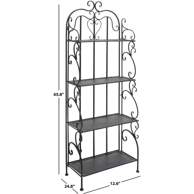 4-Tier Iron Shelf Unit Indoor/Outdoor Antique White