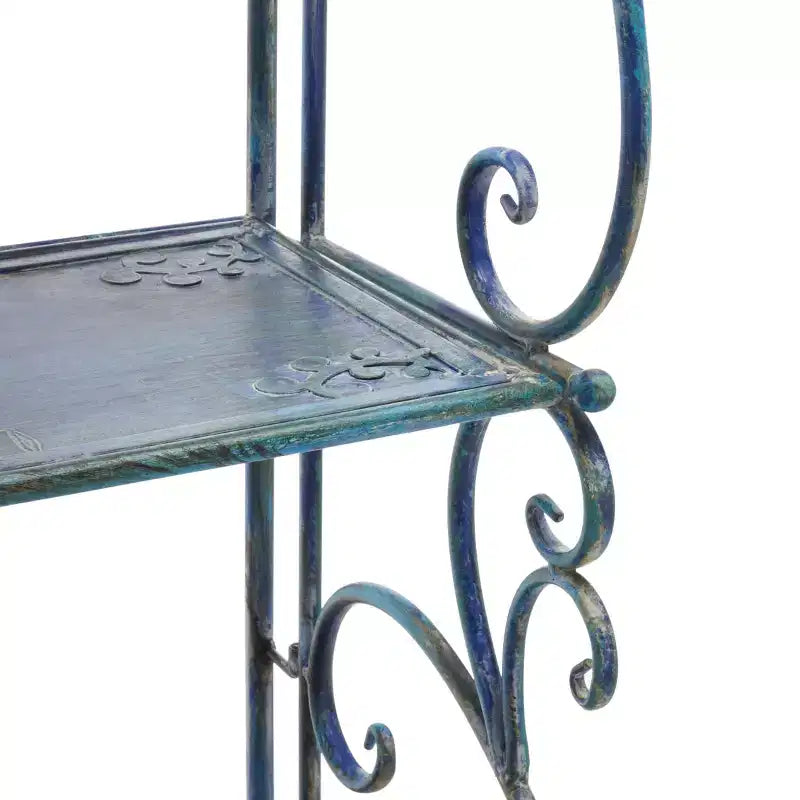 4-Tier Iron Shelf Unit Indoor/Outdoor Antique White