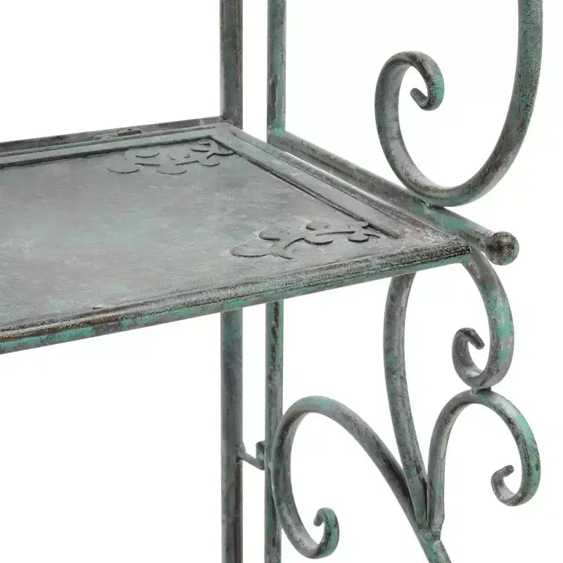 4-Tier Iron Shelf Unit Indoor/Outdoor Antique White