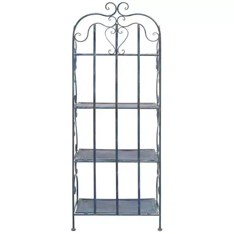 4-Tier Iron Shelf Unit Indoor/Outdoor Antique White