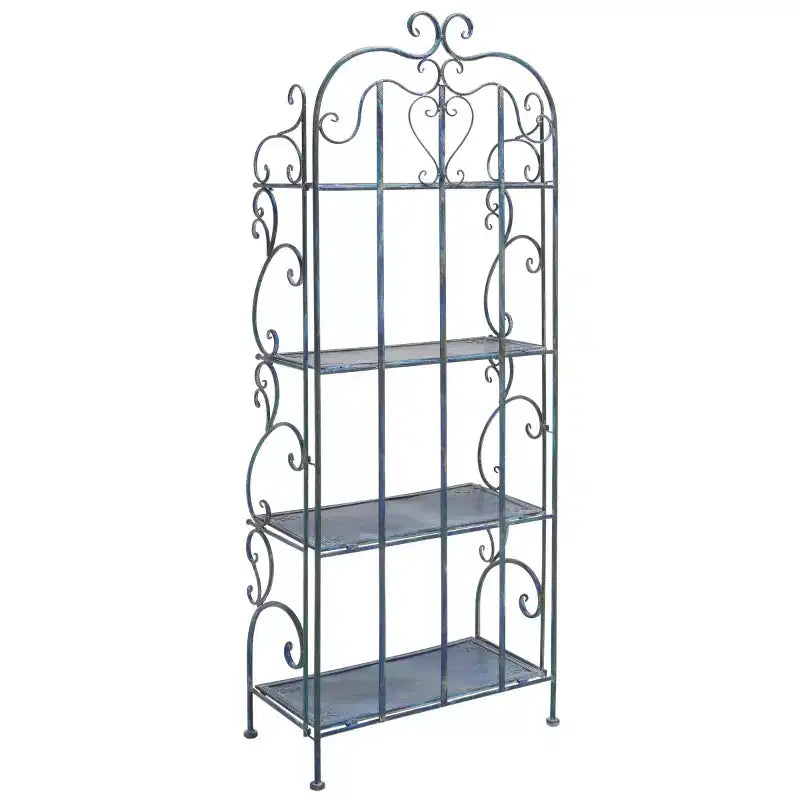 4-Tier Iron Shelf Unit Indoor/Outdoor Antique White