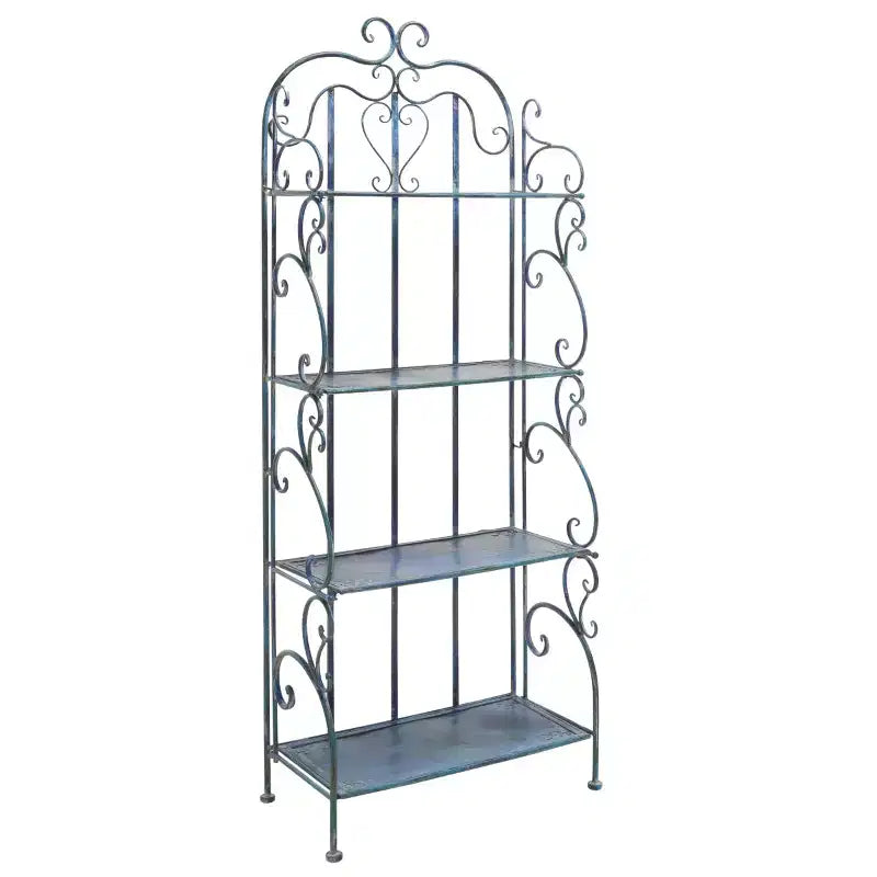4-Tier Iron Shelf Unit Indoor/Outdoor Antique White