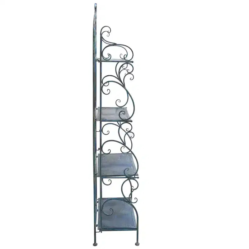 4-Tier Iron Shelf Unit Indoor/Outdoor Antique White