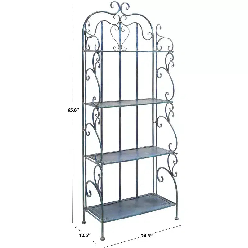 4-Tier Iron Shelf Unit Indoor/Outdoor Antique White