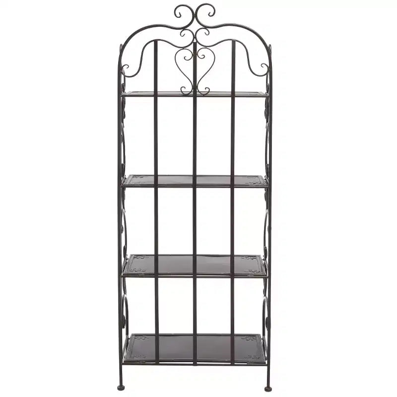 4-Tier Iron Shelf Unit Indoor/Outdoor Antique White