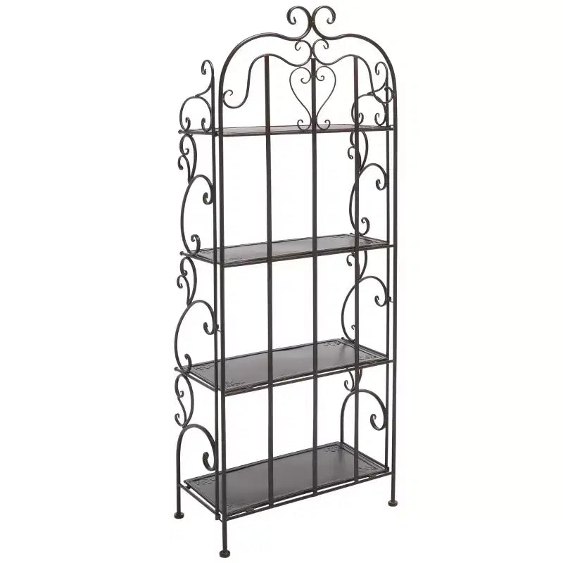 4-Tier Iron Shelf Unit Indoor/Outdoor Antique White