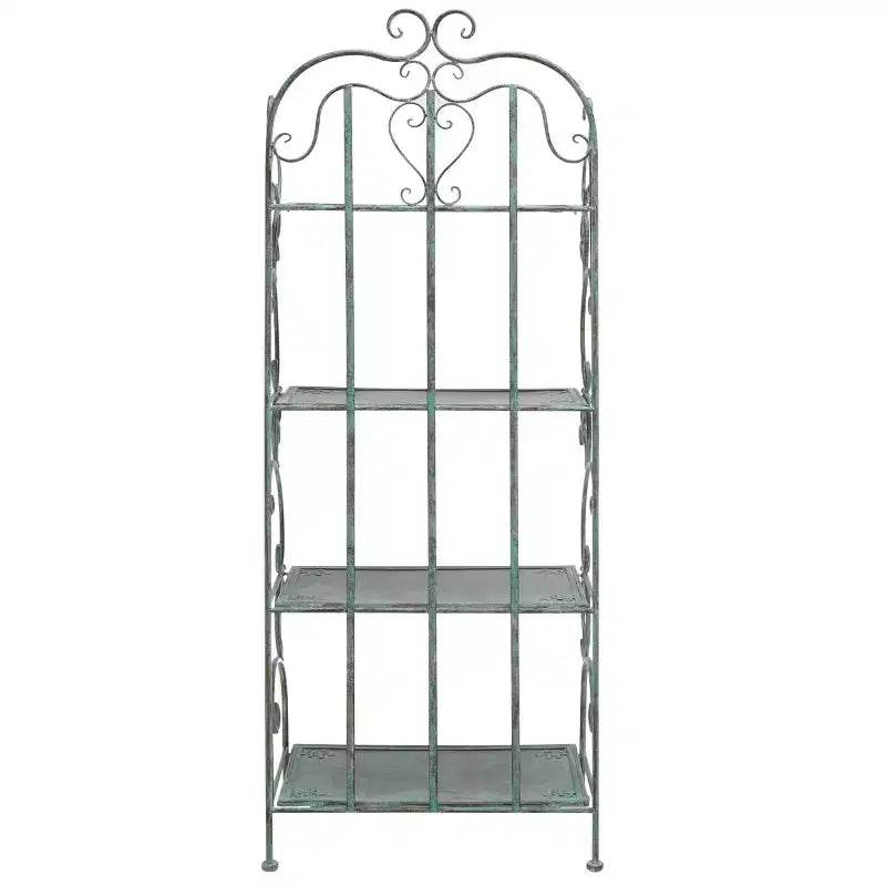4-Tier Iron Shelf Unit Indoor/Outdoor Antique White